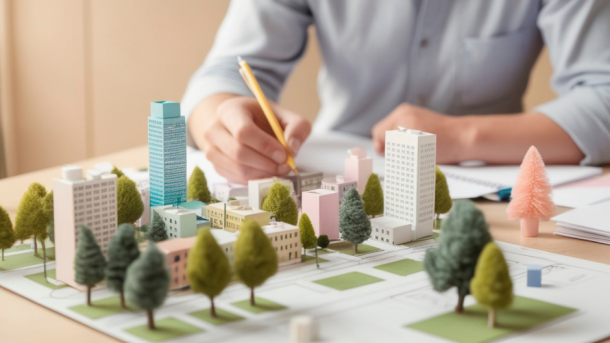 Stadtplaner:in werden_Stadtplaner arbeitet an einem Modell
