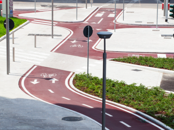 Fahrradwege, gut geplant, in der Stadt