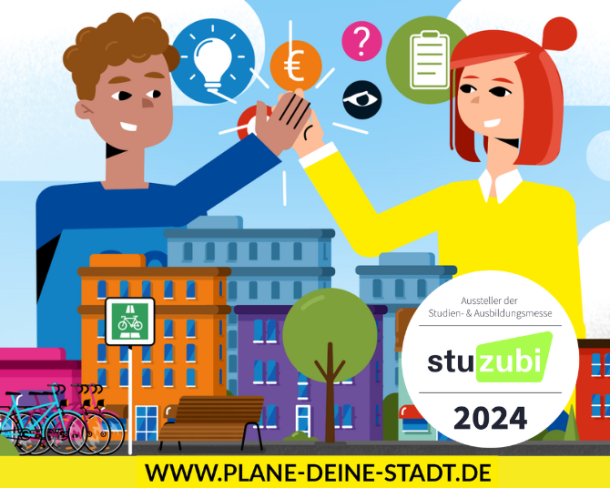 Zwei Figuren klatschen sich ab, weil sie auf der Stuzubi dabei sein können 2023